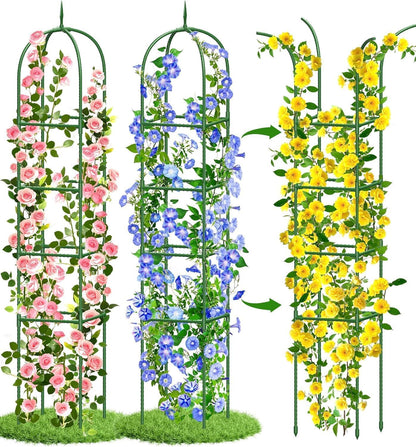 Trellis for Climbing Plants Outdoor, 6FT Garden Obelisk Rustproof PE Coated Metal Potted Plant Climbing Support, Thickened Tube Plant Tower Trellis for Clematis Vine Support Indoor (1 Pack)