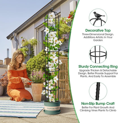 2PCS Garden Obelisk Trellis for Climbing Plants Outdoor, 6.2 ft Tall Trellis for Roses Clematis Jasmine Ivy Flower Light Climbing Vines Potted Plant Support, Patio, Yard