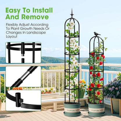 2PCS Garden Obelisk Trellis for Climbing Plants Outdoor, 6.2 ft Tall Trellis for Roses Clematis Jasmine Ivy Flower Light Climbing Vines Potted Plant Support, Patio, Yard