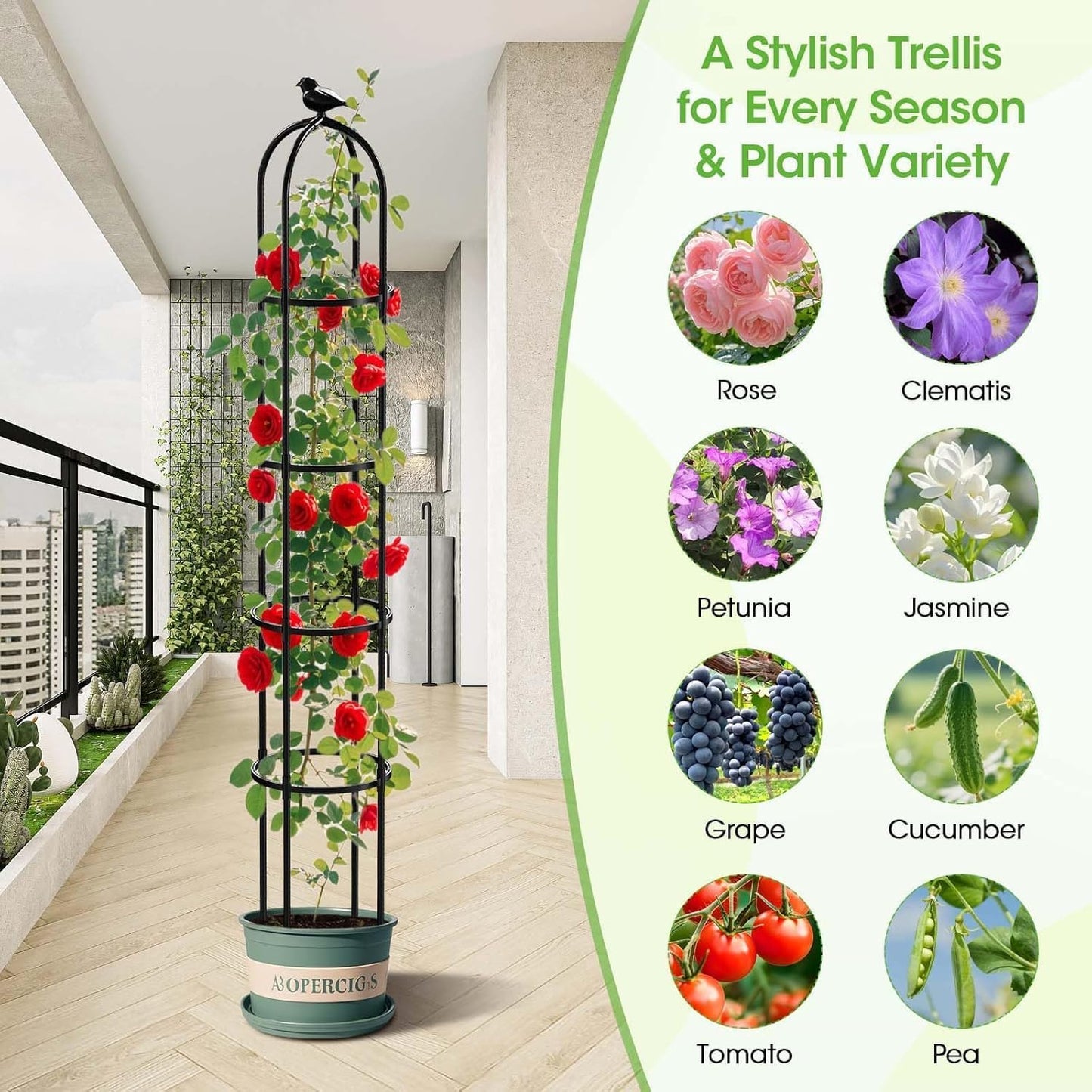 2PCS Garden Obelisk Trellis for Climbing Plants Outdoor, 6.2 ft Tall Trellis for Roses Clematis Jasmine Ivy Flower Light Climbing Vines Potted Plant Support, Patio, Yard