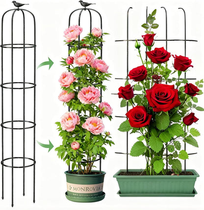 2PCS Garden Obelisk Trellis for Climbing Plants Outdoor, 6.2 ft Tall Trellis for Roses Clematis Jasmine Ivy Flower Light Climbing Vines Potted Plant Support, Patio, Yard