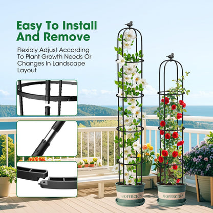 2PCS Garden Obelisk Trellis for Climbing Plants Outdoor, 6.2 ft Tall Trellis for Roses Clematis Jasmine Ivy Flower Light Climbing Vines Potted Plant Support, Patio, Yard