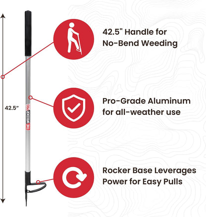 Farmhand WeederPro – 42.5" Stand-Up Weed Puller Tool for Deep Root Removal | No Bending or Kneeling | Heavy-Duty Manual Garden Weeder for Effortless Use