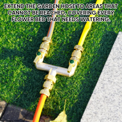 Garden Hose Splitter, 3-Way Faucet Diverter with 3 Extended Metal Handles, Outdoor Hose Splitter, Heavy Duty Brass Nickel Plated, GHT 3/4-Inch Heavy Duty Hex Female Inlet and 3/4-Inch Male Outlet