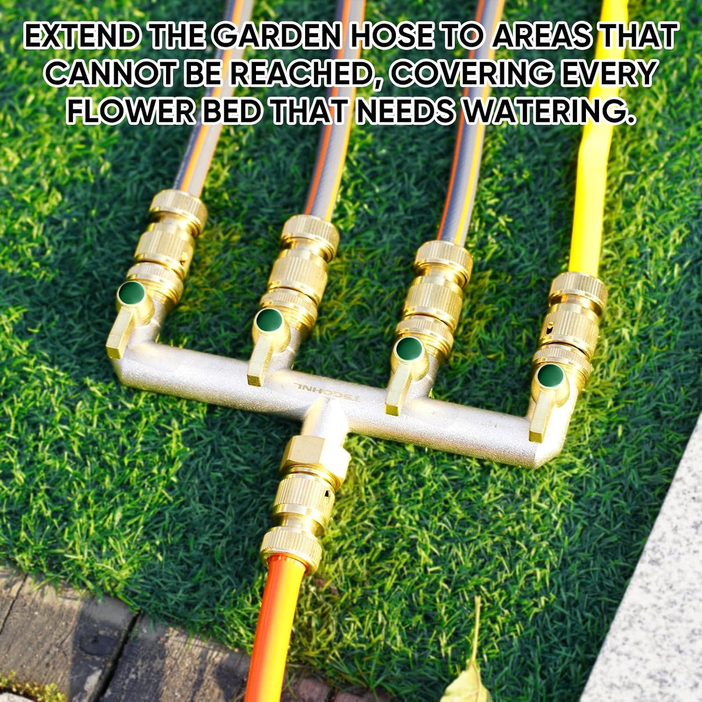 Garden Hose Splitter, 3-Way Faucet Diverter with 3 Extended Metal Handles, Outdoor Hose Splitter, Heavy Duty Brass Nickel Plated, GHT 3/4-Inch Heavy Duty Hex Female Inlet and 3/4-Inch Male Outlet