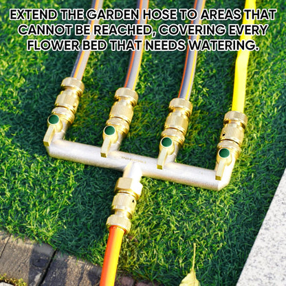 Garden Hose Splitter, 3-Way Faucet Diverter with 3 Extended Metal Handles, Outdoor Hose Splitter, Heavy Duty Brass Nickel Plated, GHT 3/4-Inch Heavy Duty Hex Female Inlet and 3/4-Inch Male Outlet