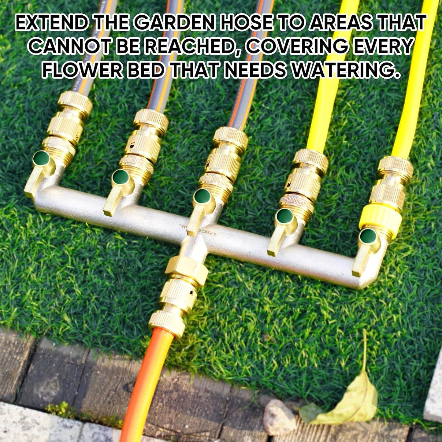 Garden Hose Splitter, 3-Way Faucet Diverter with 3 Extended Metal Handles, Outdoor Hose Splitter, Heavy Duty Brass Nickel Plated, GHT 3/4-Inch Heavy Duty Hex Female Inlet and 3/4-Inch Male Outlet
