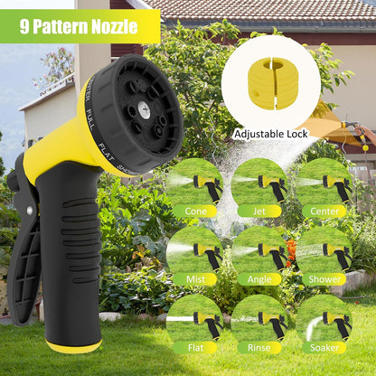 Aokia Retractable Garden Hose Reel, 1/2 in x 100 ft Wall Mounted Heavy Duty Garden Hose Reel with 9 Patterns Nozzle, Any Length Lock, Auto Return System and 180°Swivel Bracket