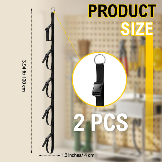 2 Pcs Extension Cord Holder with 5 Slots, Wall Mount Black
