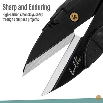 Premium Thread Snips - Thread, Yarn, Embroidery Snipper for Sewing, Quilting, Knitting, Jewelry Making - High-Carbon Steel Blades with Protective Cap and Lanyard