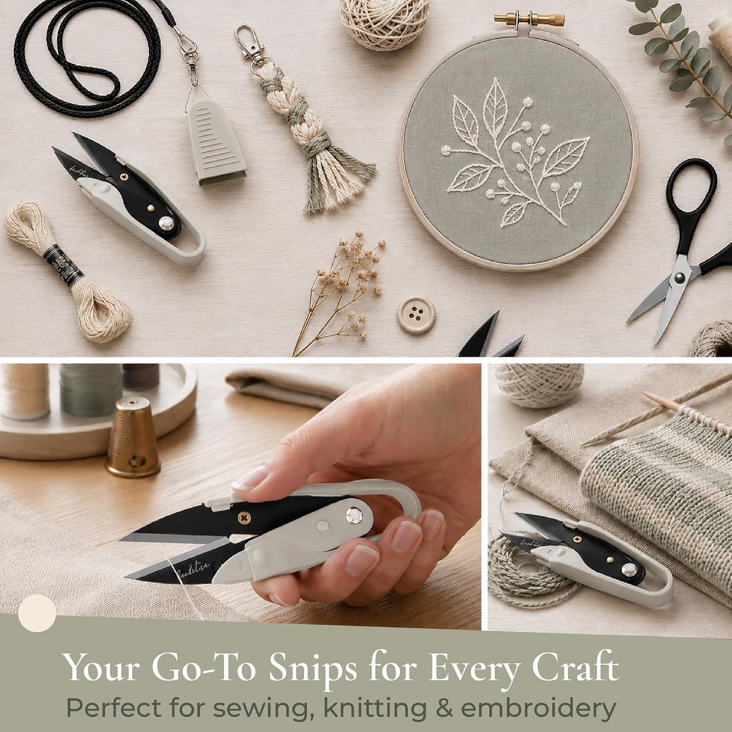 Premium Thread Snips - Thread, Yarn, Embroidery Snipper for Sewing, Quilting, Knitting, Jewelry Making - High-Carbon Steel Blades with Protective Cap and Lanyard