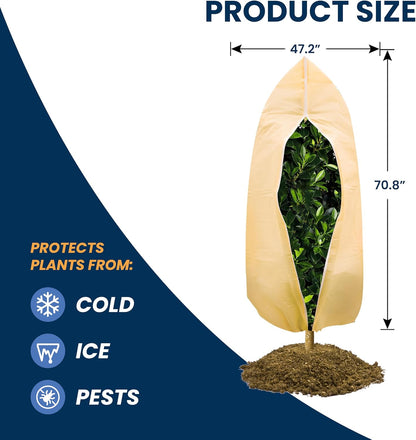 Plant Covers Freeze Protection, 47.2 X 70.8 in. Frost Cloths for Outdoor Plants Fruit Trees & Shrubs with Zipper and Drawstring, Thick Winter Plant Covers - 2 Pack Tree Frost Blankets