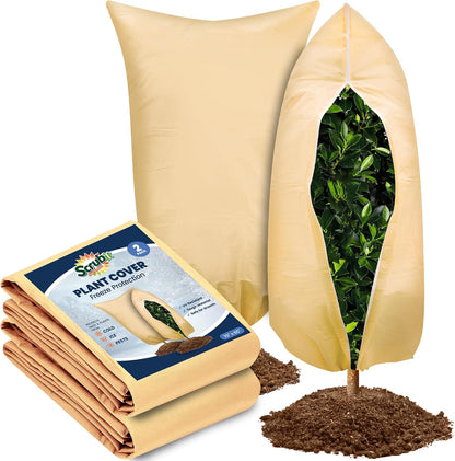Plant Covers Freeze Protection, 47.2 X 70.8 in. Frost Cloths for Outdoor Plants Fruit Trees & Shrubs with Zipper and Drawstring, Thick Winter Plant Covers - 2 Pack Tree Frost Blankets