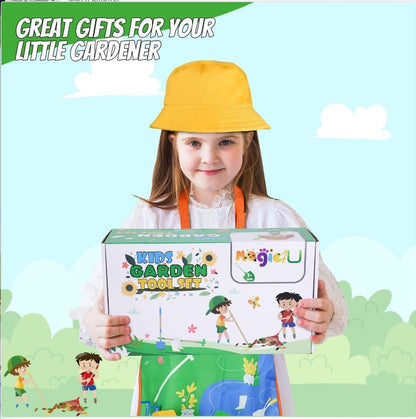 Kids Gardening Tools Set, 22 Pcs Real Metal Wood – Outdoor Toddlers Gifts