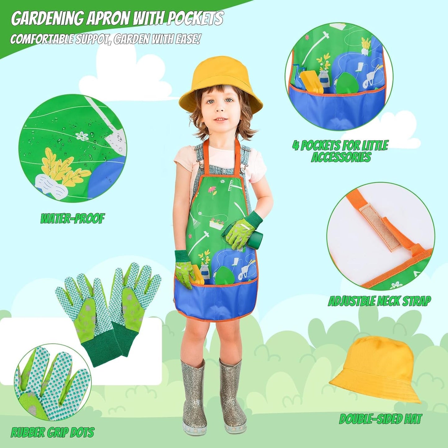 Kids Gardening Tools Set, 22 Pcs Real Metal Wood – Outdoor Toddlers Gifts