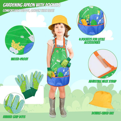 Kids Gardening Tools Set, 22 Pcs Real Metal Wood – Outdoor Toddlers Gifts