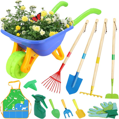 Kids Gardening Tools Set, 22 Pcs Real Metal Wood – Outdoor Toddlers Gifts
