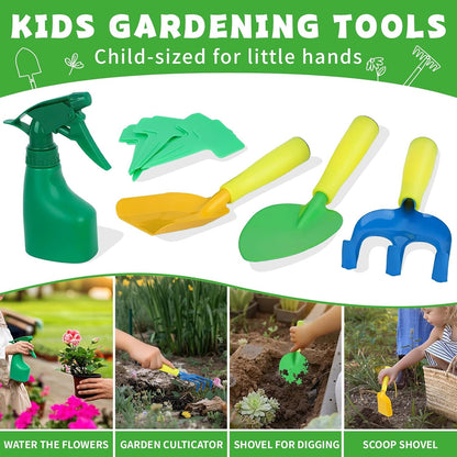 Kids Gardening Tools Set, 22 Pcs Real Metal Wood – Outdoor Toddlers Gifts