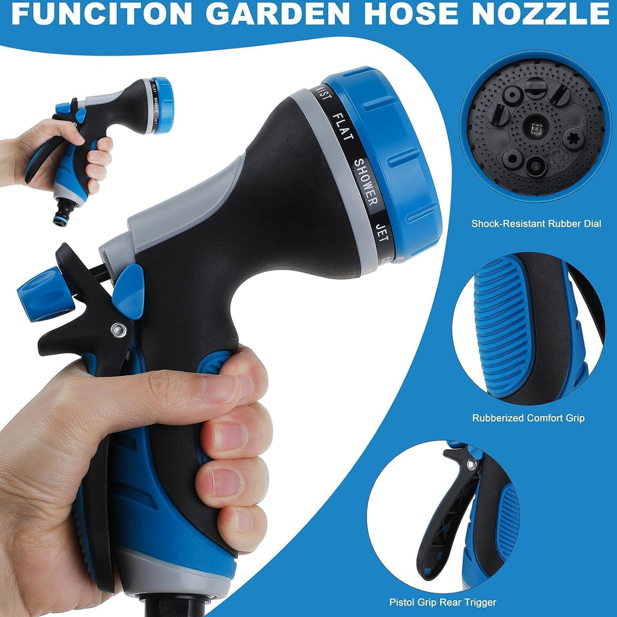 Garden Hose Nozzle with Adjustable 10 Watering Patterns Hose Spray Nozzle