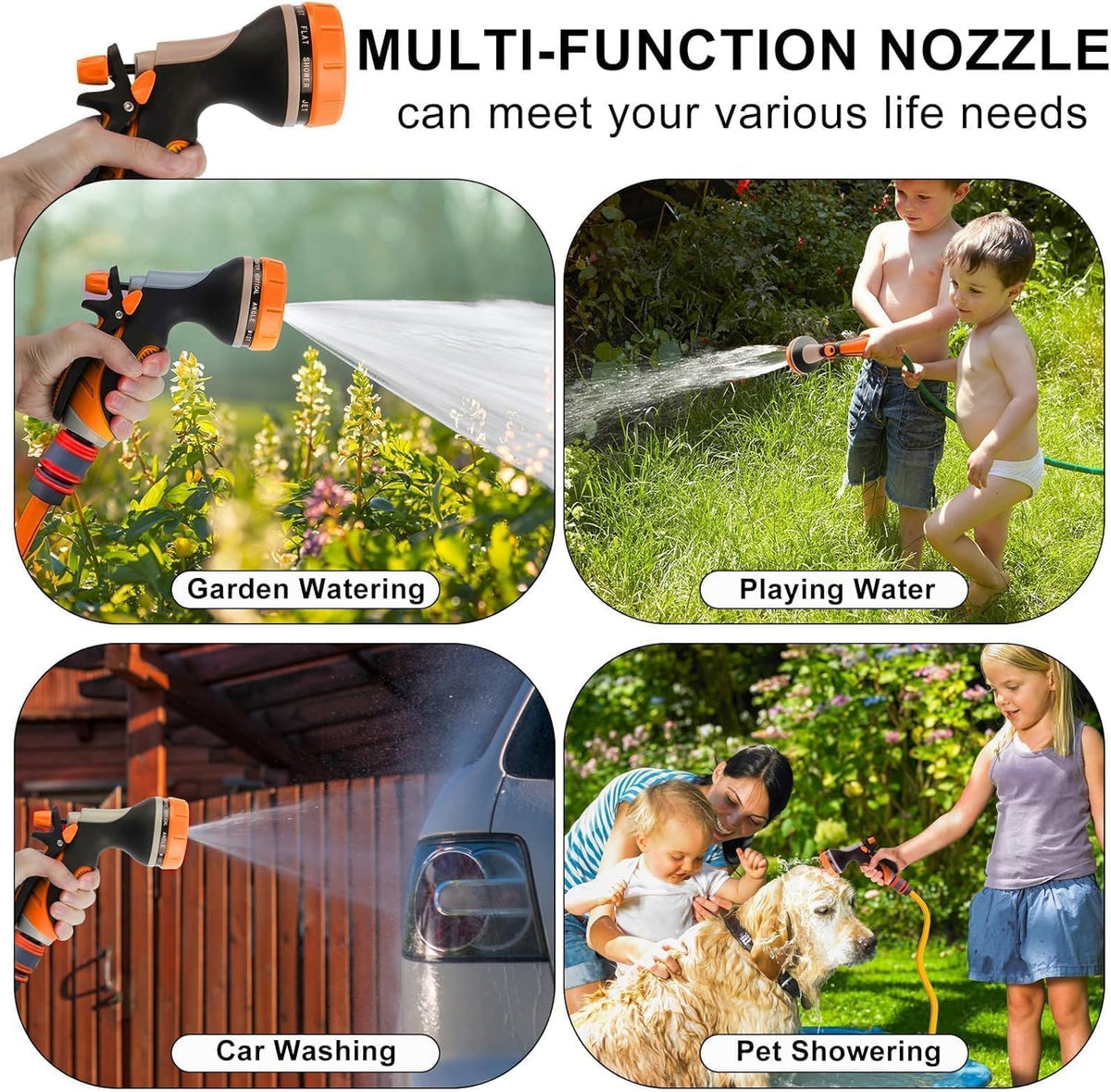 Garden Hose Nozzle with Adjustable 10 Watering Patterns Hose Spray Nozzle