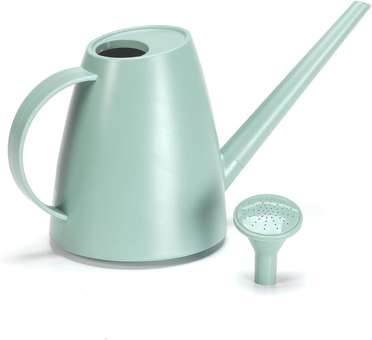 Watering Can for Indoor Plants - Green 1.8L (1/2 Gallon) Small Watering Can with Long Spout - Shower Nozzle Adjustable Water Flow - Lightweight, Durable for Houseplants, Garden