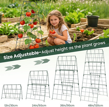 2 Pack Cucumber Trellis, 48"x16" Adjustable A-Frame Trellis for Climbing Plants, Metal Foldable Upgraded Vegetable Trellis for Raised Bed, Support for Tomatoes, Squash, Zucchini, Vegetables & Flowers