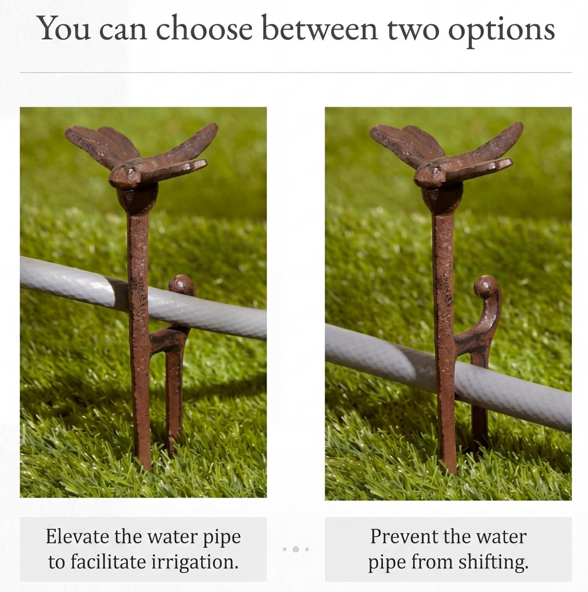 4 Pack Garden Hose Guide Stakes Bulk 9.5'' Rusty Dragonfly Garden Hose Guide Spike Decorative Cast Iron Stakes Holder Heavy Duty Metal Outdoor Nails Tool for Lawn Yard Patio Plant Protection