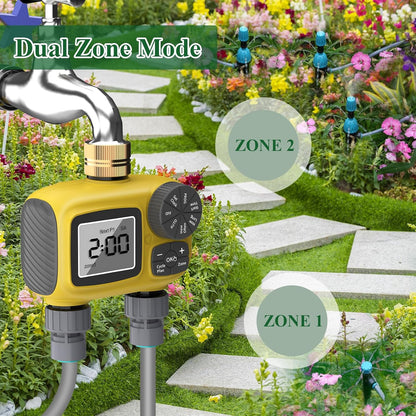 150FT Drip Irrigation System Kit with 2 Zone Water Timer for Garden