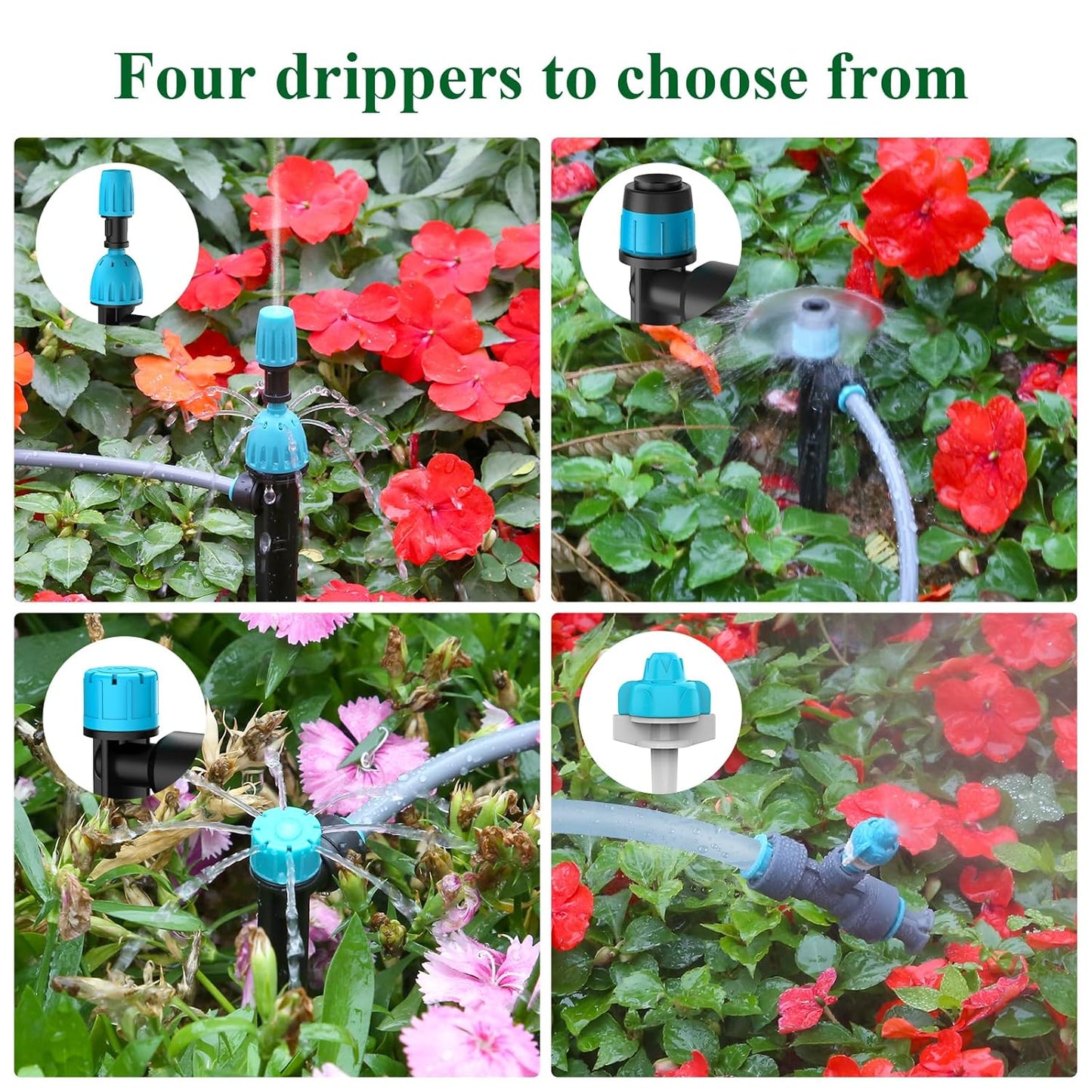 150FT Drip Irrigation System Kit with 2 Zone Water Timer for Garden