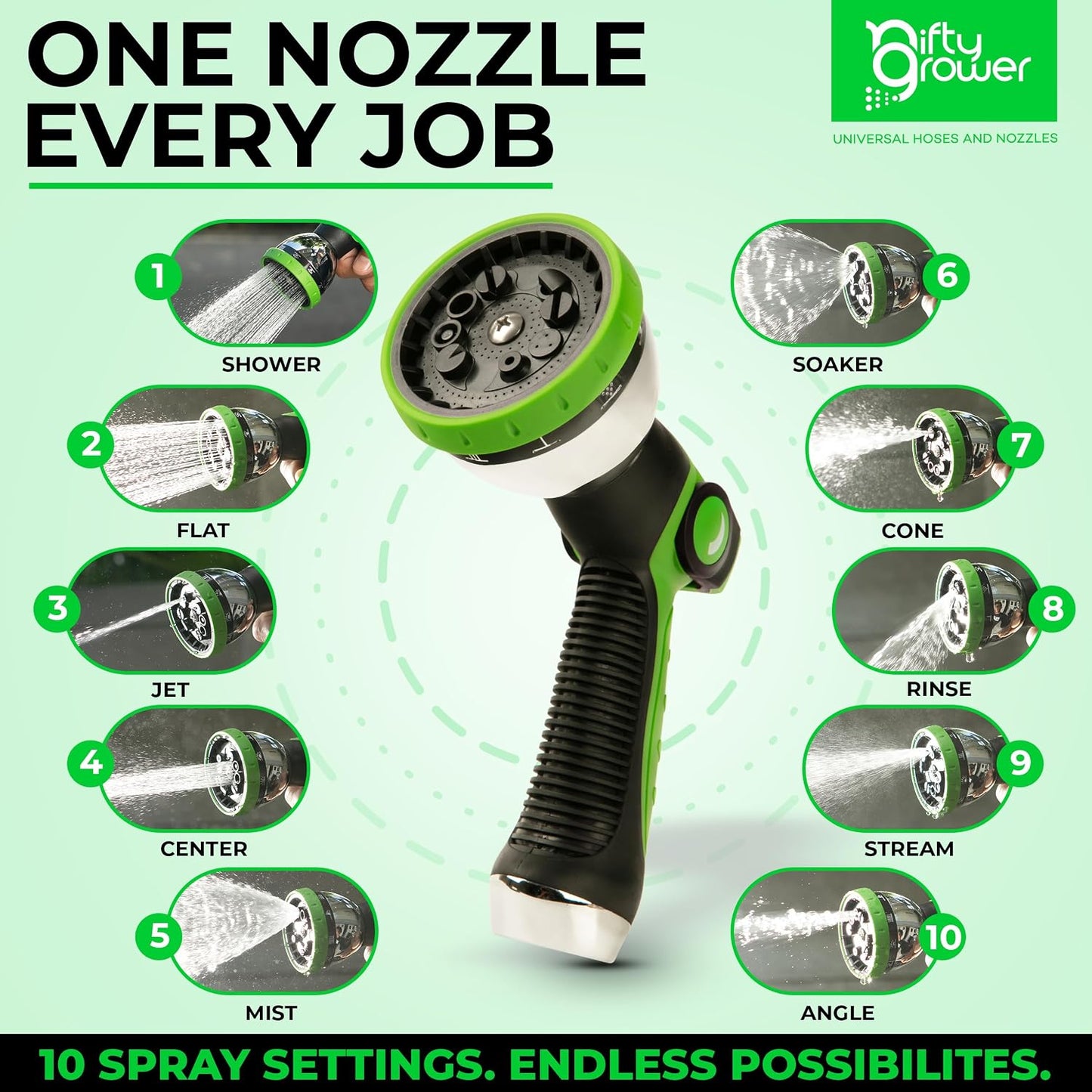 50 FT Garden Hose Stainless Steel Heavy Duty with Spray Nozzle, Lightweight and No-Kink Flexible Water Hose 50 FT with 3/4" Solid Brass Fittings, Metal Waterhose for Outside 50FT, Manguera para Jardin
