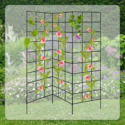 3 Panel Folding Garden Trellis for Climbing Plants, 52.6" W x 58" H Sturdy Metal Frame Cucumber Metal Trellis Garden Plants Support for Outdoor Pea Grape and Other Climbing Vegetable