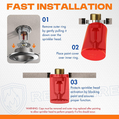 Fire Sprinkler Head Paint Cover - Head Protector, Head Covers for Painting, Protection Covers for Ceiling Pop Out, Head Guard and Head Paint Protection for Covering Recessed Sprinkler Heads - 72 PK
