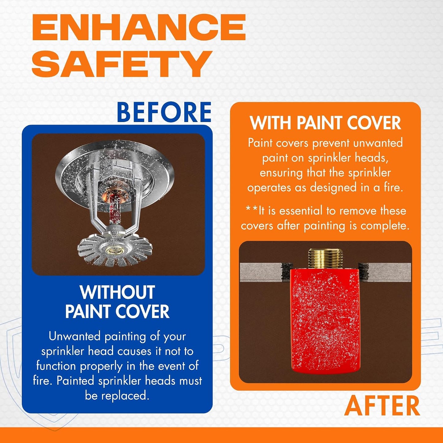 Fire Sprinkler Head Paint Cover - Head Protector, Head Covers for Painting, Protection Covers for Ceiling Pop Out, Head Guard and Head Paint Protection for Covering Recessed Sprinkler Heads - 72 PK