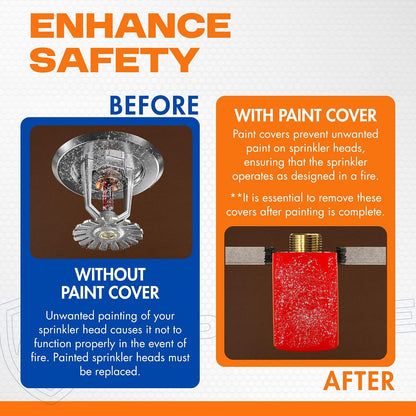Fire Sprinkler Head Paint Cover - Head Protector, Head Covers for Painting, Protection Covers for Ceiling Pop Out, Head Guard and Head Paint Protection for Covering Recessed Sprinkler Heads - 72 PK