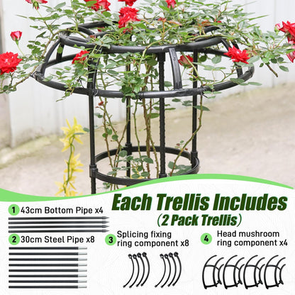 Garden Trellis for Climbing Plants Outdoor, 65 Inch Mushroom Top Trellis for Climbing Plants, Plant Trellis Support for Potted Plants Climbing Vine Rose Clematis Vegetable Trellis, 1 Pack