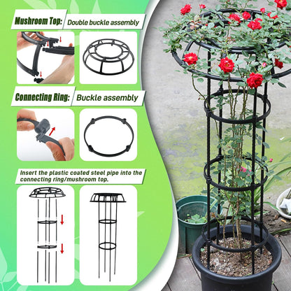 Garden Trellis for Climbing Plants Outdoor, 65 Inch Mushroom Top Trellis for Climbing Plants, Plant Trellis Support for Potted Plants Climbing Vine Rose Clematis Vegetable Trellis, 1 Pack