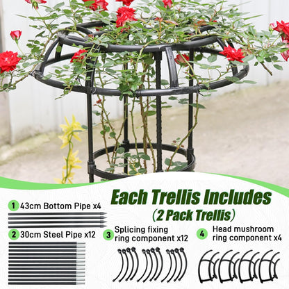 Garden Trellis for Climbing Plants Outdoor, 65 Inch Mushroom Top Trellis for Climbing Plants, Plant Trellis Support for Potted Plants Climbing Vine Rose Clematis Vegetable Trellis, 1 Pack