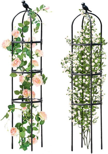 Garden Trellis for Climbing Plants Outdoor, Metal Plant Trellis with PE Coated, Rustproof Plant Support for Flowers Vegetable Vine, Tomato cage for Potted Plants Indoor Outdoor,Lightweight - 2 Pack