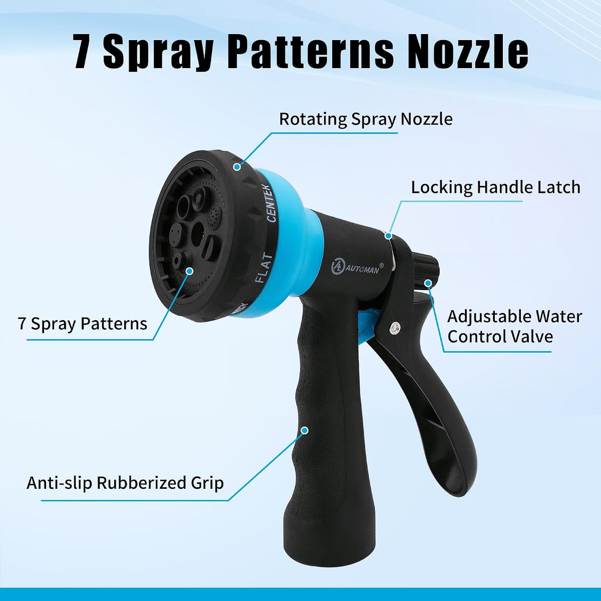 Recoil Garden Water Hose 50 ft, EVA Curly Water Hose with Brass Connectors,Garden Hose Coil,Includes 7-Pattern Function Sprayer,Retractable,Corrosion Resistant Garden Coil Hose.