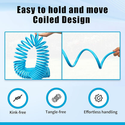 Recoil Garden Water Hose 50 ft, EVA Curly Water Hose with Brass Connectors,Garden Hose Coil,Includes 7-Pattern Function Sprayer,Retractable,Corrosion Resistant Garden Coil Hose.