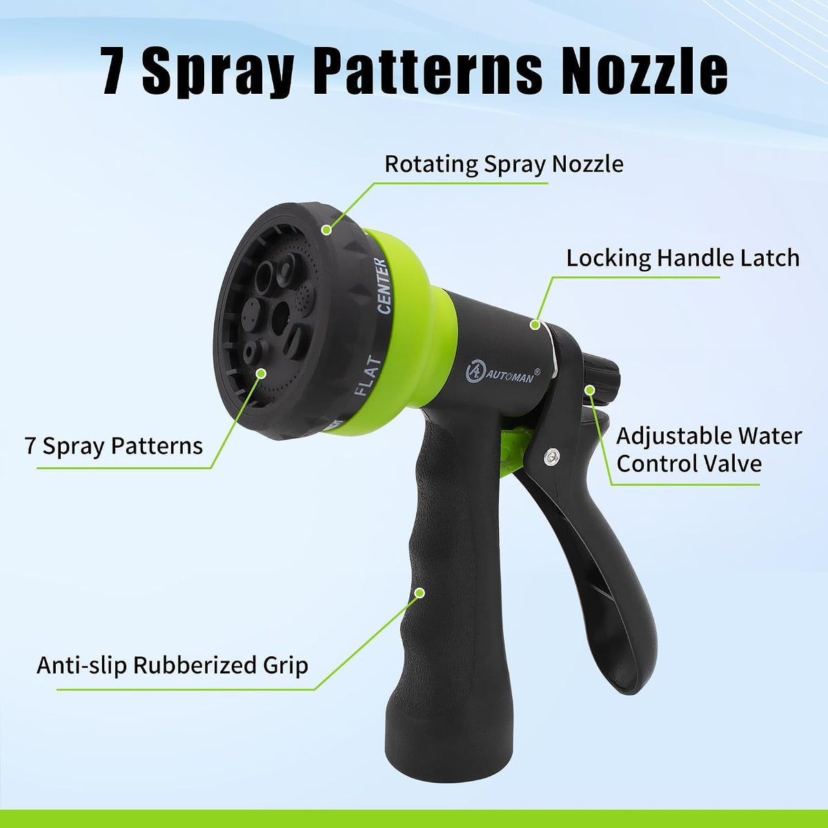 Recoil Garden Water Hose 50 ft, EVA Curly Water Hose with Brass Connectors,Garden Hose Coil,Includes 7-Pattern Function Sprayer,Retractable,Corrosion Resistant Garden Coil Hose.