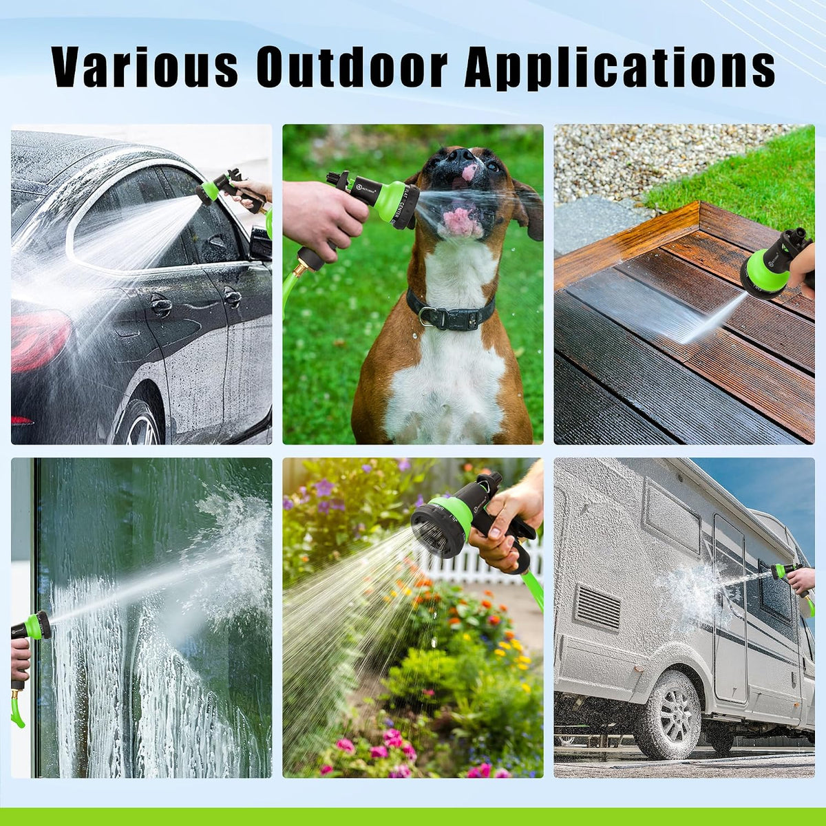 Recoil Garden Water Hose 50 ft, EVA Curly Water Hose with Brass Connectors,Garden Hose Coil,Includes 7-Pattern Function Sprayer,Retractable,Corrosion Resistant Garden Coil Hose.
