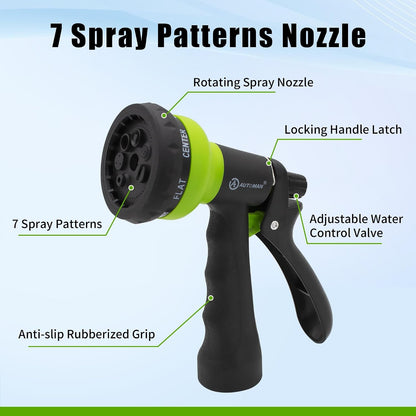 Recoil Garden Water Hose 50 ft, EVA Curly Water Hose with Brass Connectors,Garden Hose Coil,Includes 7-Pattern Function Sprayer,Retractable,Corrosion Resistant Garden Coil Hose.