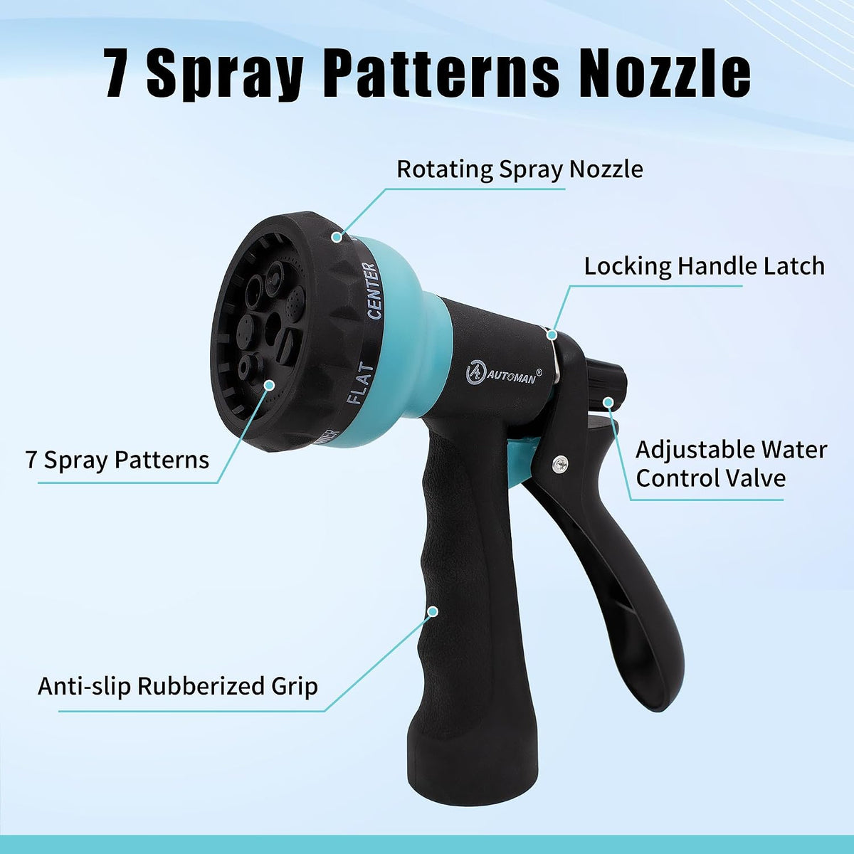 Recoil Garden Water Hose 50 ft, EVA Curly Water Hose with Brass Connectors,Garden Hose Coil,Includes 7-Pattern Function Sprayer,Retractable,Corrosion Resistant Garden Coil Hose.