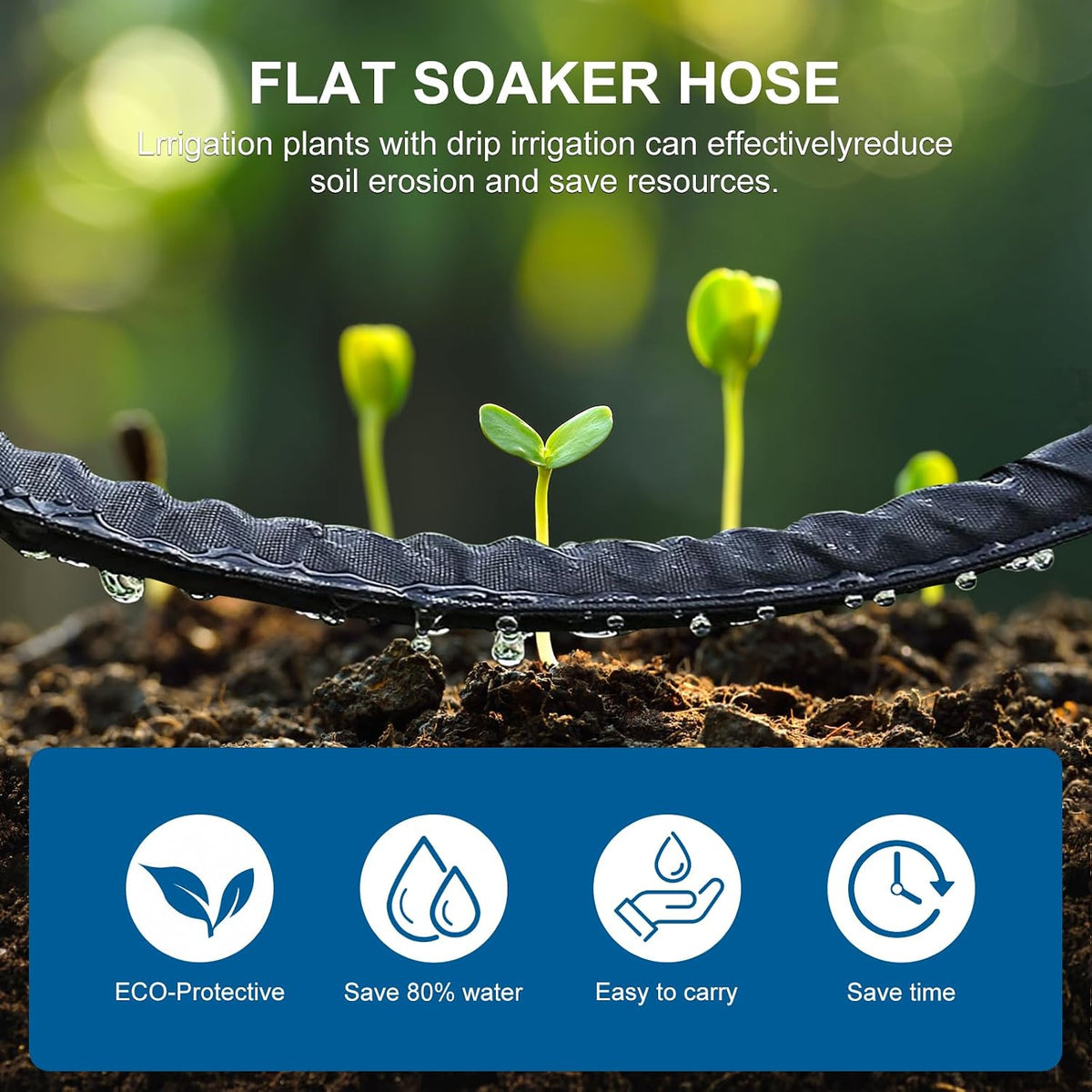 Flat Soaker Hose 15FT Lightweight and Flexible Irrigation Solution for Garden Beds, Flower Beds, and Lawns (15FT)