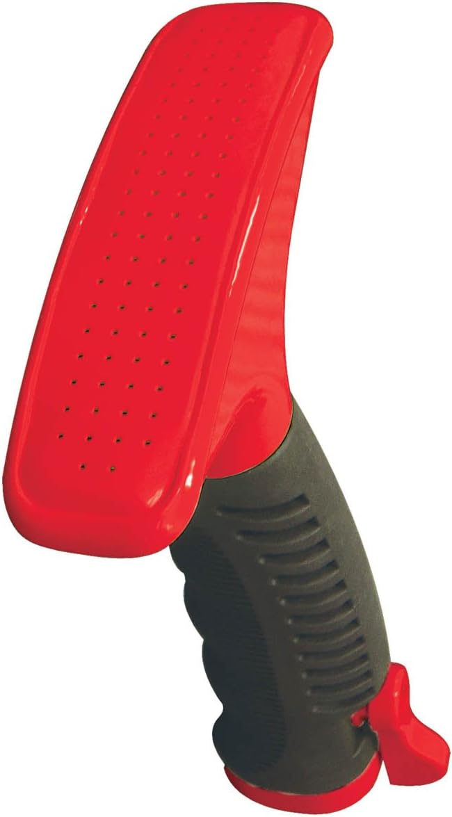 ColorStorm Premium Fan Spray Nozzle for Garden Hose – One Touch Thumb Control Valve, Durable Metal Construction, Gentle Fan Spray for Watering Plants, Red