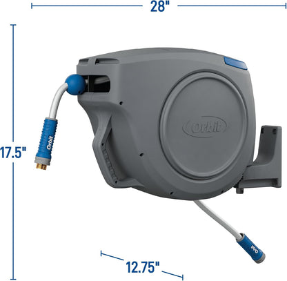 Auto-Retractable Garden Hose Reel, Wall Mount, 100ft x 5/8in - 28263