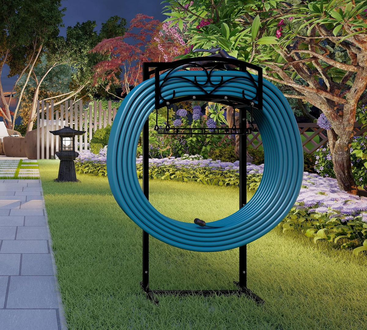 Alloy Steel Freestanding Garden Hose Holder for Yard Lawn