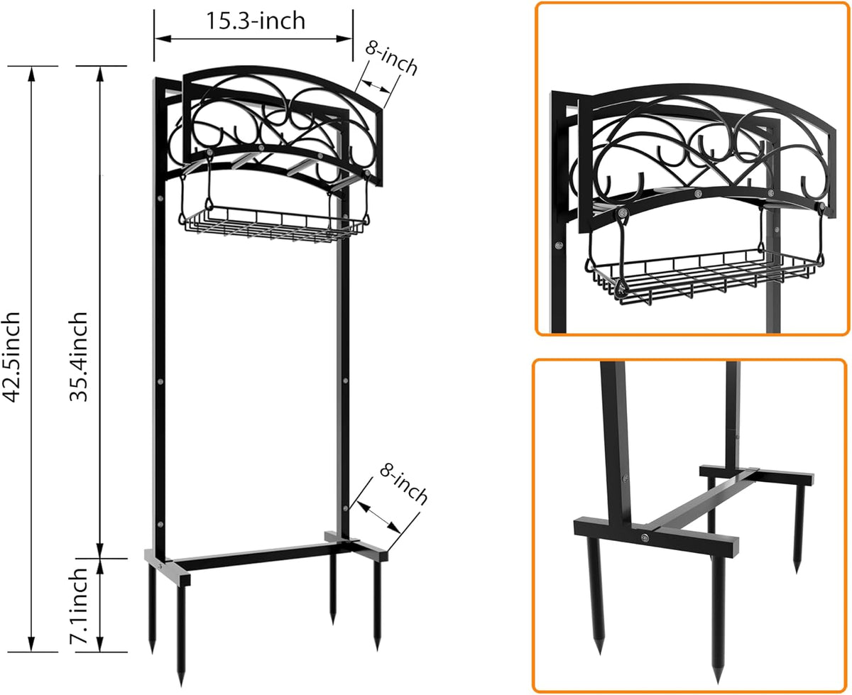 Alloy Steel Freestanding Garden Hose Holder for Yard Lawn