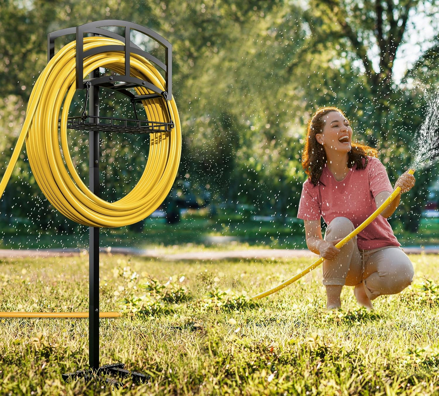 Alloy Steel Freestanding Garden Hose Holder for Yard Lawn